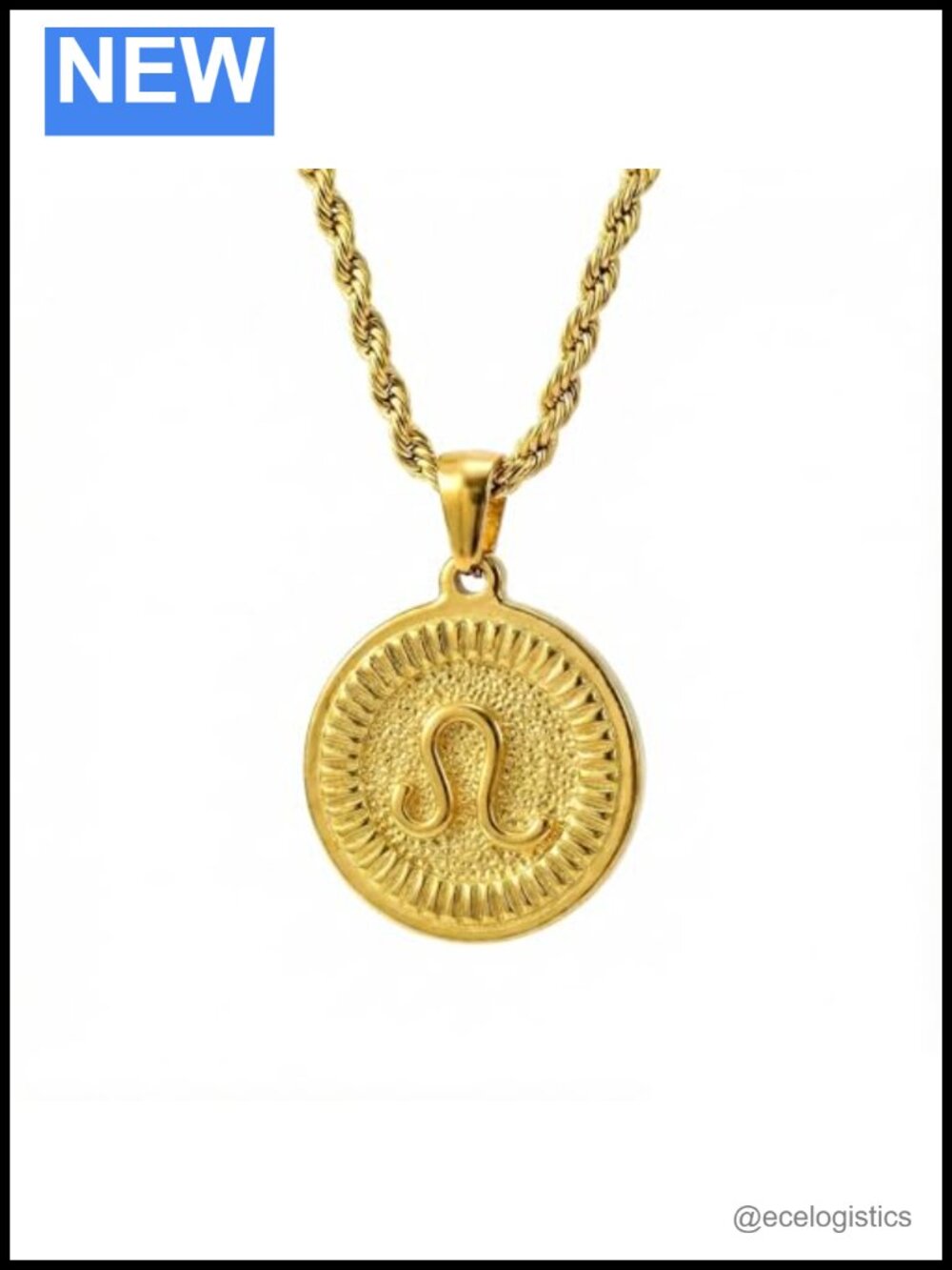 18K Gold Plated Zodiac Coin Pendant Necklace Adjustable Chain